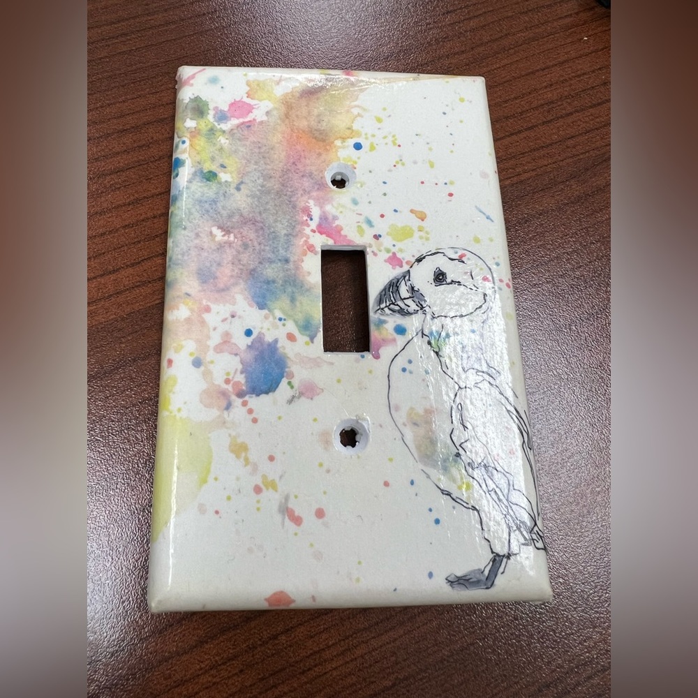 Puffin light switch cover watercolor